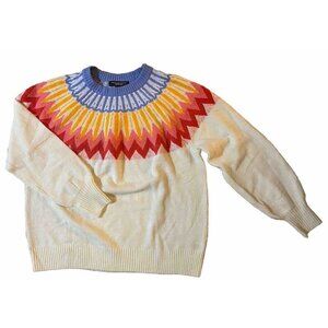 French Connection Cream Sweater Burst Accent Multicolor NWT Brand New Colorful